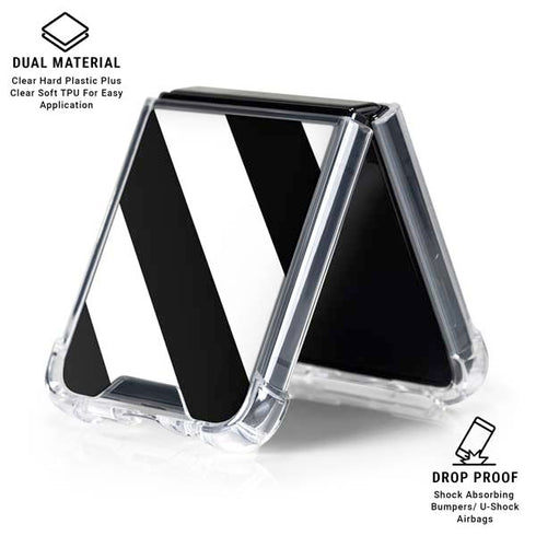 Black and White Geometric Stripes Galaxy Z Flip7 Clear Case