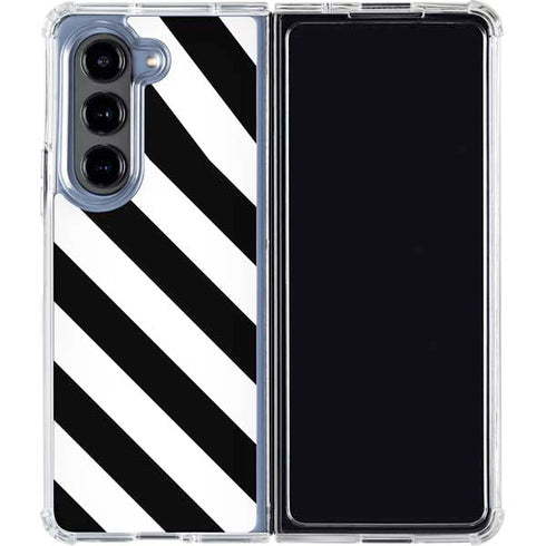 Black and White Geometric Stripes Galaxy Z Fold5 5G Clear Case