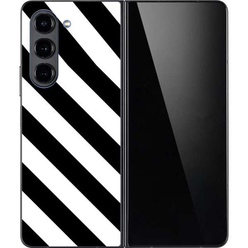 Black and White Geometric Stripes Galaxy Z Fold5 5G Skin
