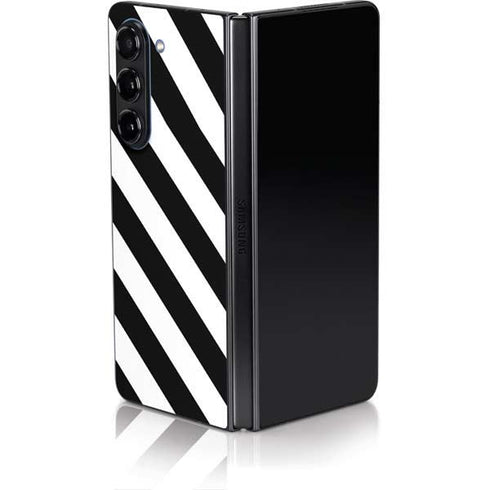Black and White Geometric Stripes Galaxy Z Fold5 5G Skin