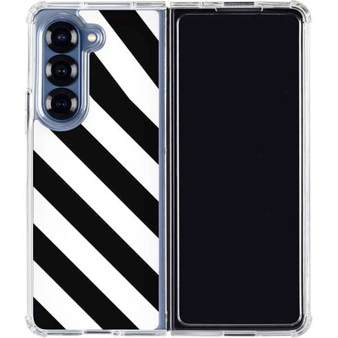 Black and White Geometric Stripes Galaxy Z Fold6 Clear Case