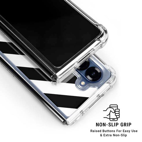 Black and White Geometric Stripes Galaxy Z Fold6 Clear Case