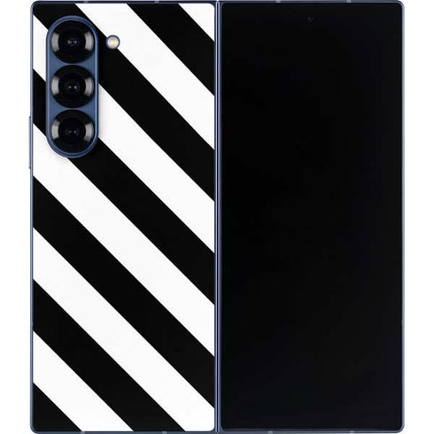 Black and White Geometric Stripes Galaxy Z Fold6 Skin