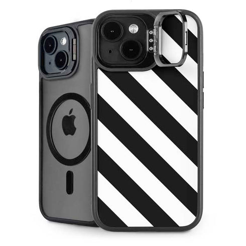 Black and White Geometric Stripes iPhone 13 Kickstand Case