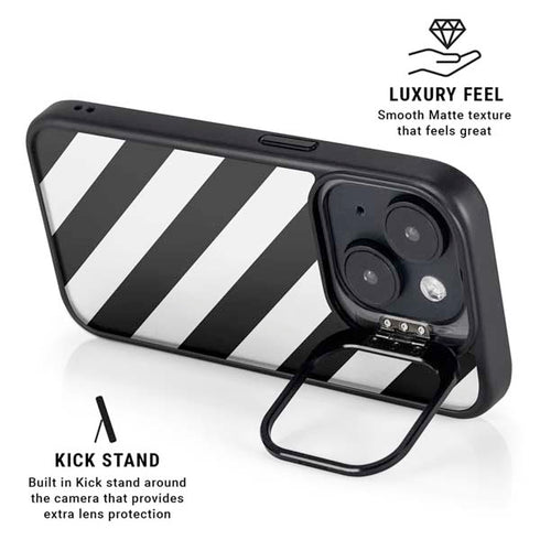 Black and White Geometric Stripes iPhone 13 Kickstand Case