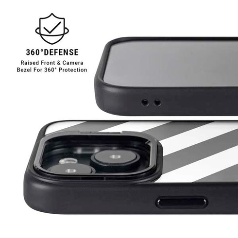 Black and White Geometric Stripes iPhone 14 Kickstand Case