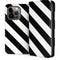 Black and White Geometric Stripes iPhone 14 Pro Folio Case