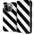 Black and White Geometric Stripes iPhone 14 Pro Folio Case