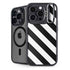 Black and White Geometric Stripes iPhone 14 Pro Max Kickstand Case
