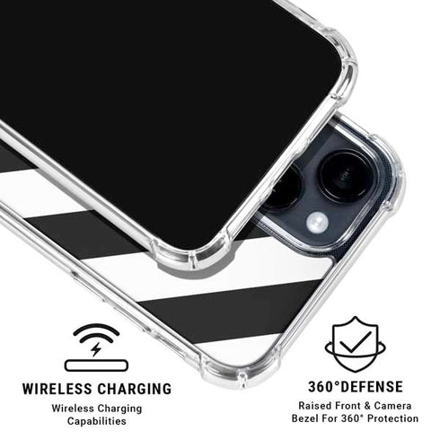Black and White Geometric Stripes iPhone 15 Clear Case