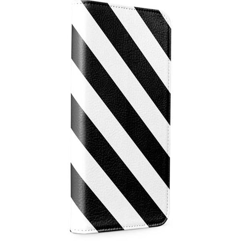 Black and White Geometric Stripes iPhone 15 Plus Folio Case