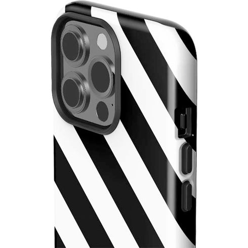 Black and White Geometric Stripes iPhone 15 Pro Impact Case