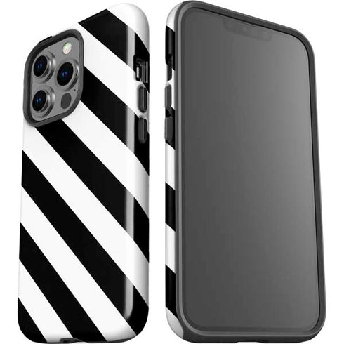 Black and White Geometric Stripes iPhone 15 Pro Impact Case
