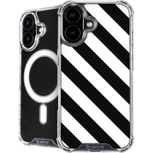 Black and White Geometric Stripes iPhone 16 MagSafe Case