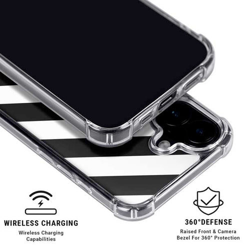 Black and White Geometric Stripes iPhone 16 MagSafe Case