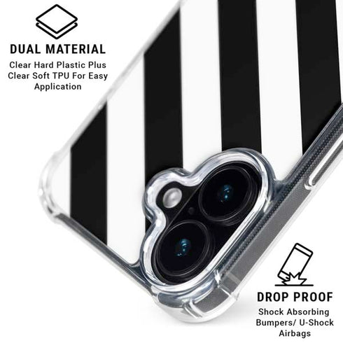 Black and White Geometric Stripes iPhone 16 MagSafe Case