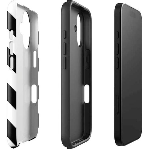Black and White Geometric Stripes iPhone 16 Plus Impact Case
