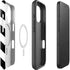 Black and White Geometric Stripes iPhone 16 Plus Magsafe Impact Case