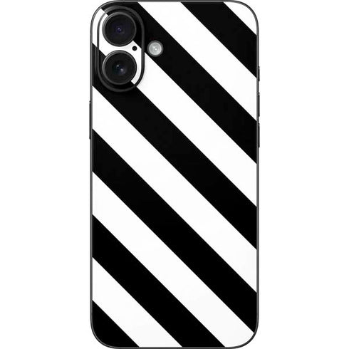 Black and White Geometric Stripes iPhone 16 Plus Skin