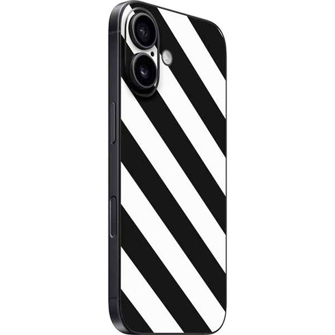 Black and White Geometric Stripes iPhone 16 Plus Skin