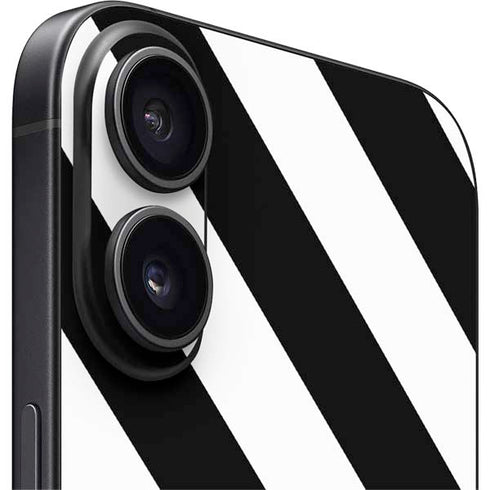 Black and White Geometric Stripes iPhone 16 Plus Skin