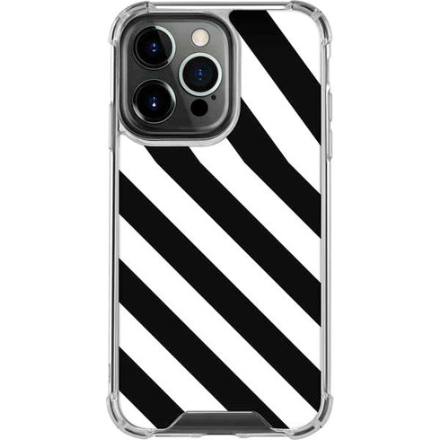 Black and White Geometric Stripes iPhone 16 Pro Clear Case