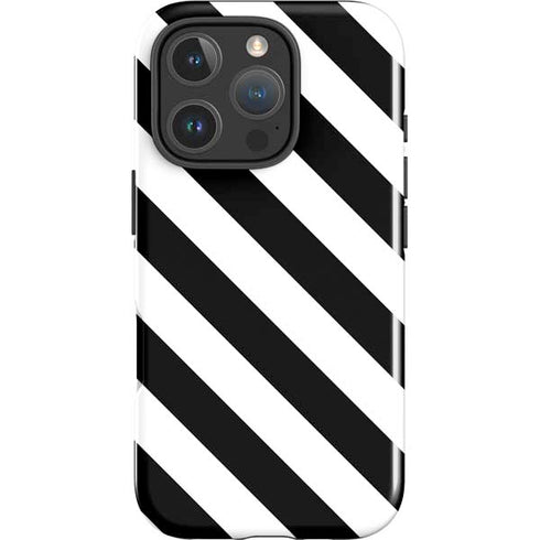 Black and White Geometric Stripes iPhone 16 Pro Impact Case