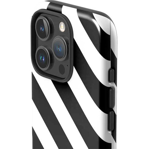 Black and White Geometric Stripes iPhone 16 Pro Impact Case