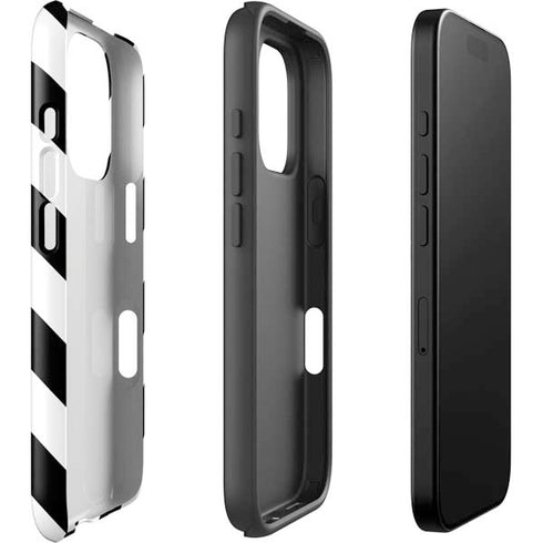 Black and White Geometric Stripes iPhone 16 Pro Impact Case