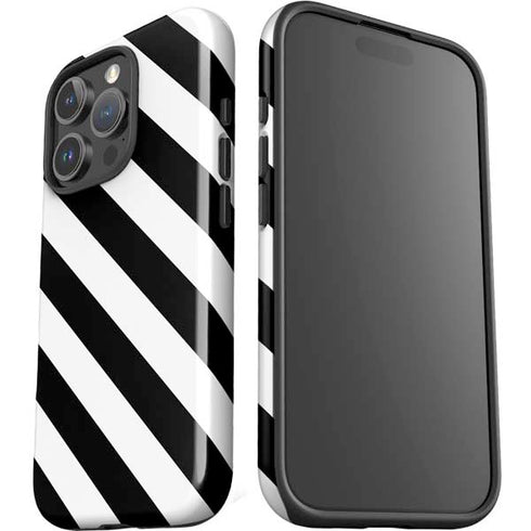 Black and White Geometric Stripes iPhone 16 Pro Impact Case