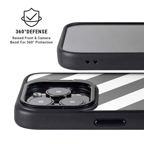Black and White Geometric Stripes iPhone 16 Pro Kickstand Case