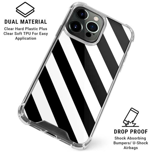 Black and White Geometric Stripes iPhone 16 Pro Max Clear Case