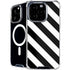 Black and White Geometric Stripes iPhone 16 Pro Max MagSafe Case