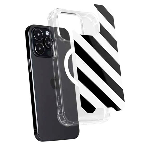 Black and White Geometric Stripes iPhone 16 Pro Max MagSafe Case