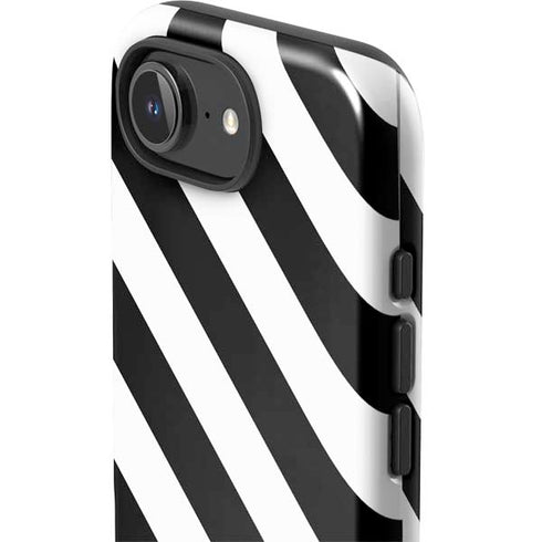 Black and White Geometric Stripes iPhone 16e Impact Case