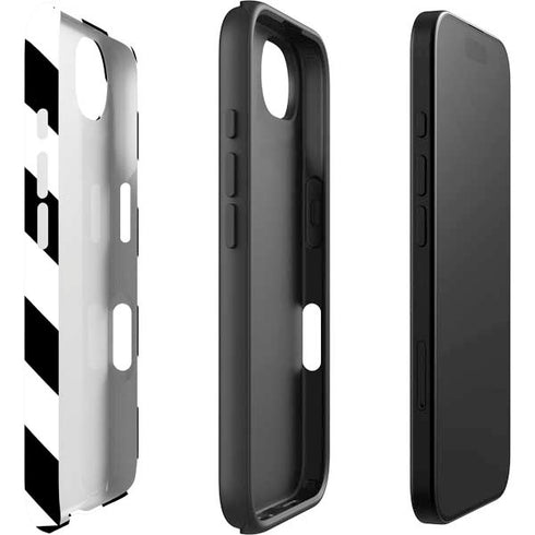 Black and White Geometric Stripes iPhone 16e Impact Case