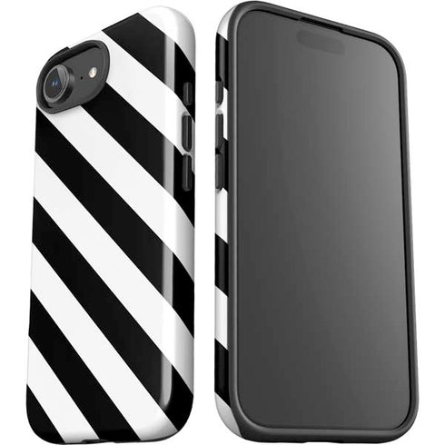 Black and White Geometric Stripes iPhone 16e Impact Case