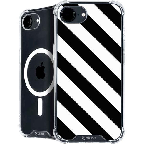 Black and White Geometric Stripes iPhone 16e MagSafe Case
