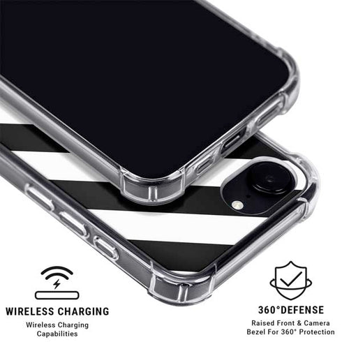 Black and White Geometric Stripes iPhone 16e MagSafe Case