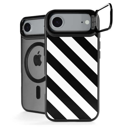 Black and White Geometric Stripes iPhone 17 Air Kickstand Case