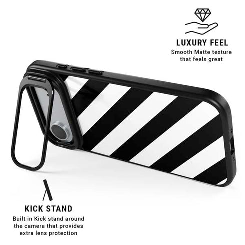Black and White Geometric Stripes iPhone 17 Air Kickstand Case