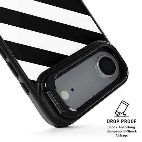 Black and White Geometric Stripes iPhone 17 Air Kickstand Case