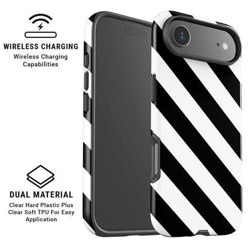 Black and White Geometric Stripes iPhone 17 Air Magsafe Impact Case