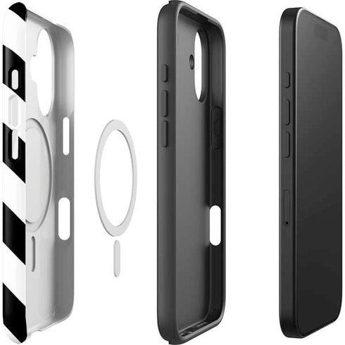 Black and White Geometric Stripes iPhone 17 Magsafe Impact Case