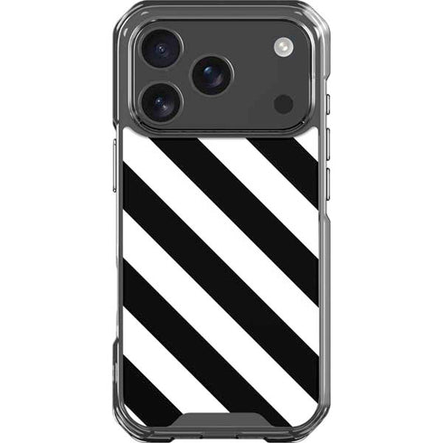 Black and White Geometric Stripes iPhone 17 Pro Clear Case