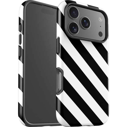 Black and White Geometric Stripes iPhone 17 Pro Impact Case
