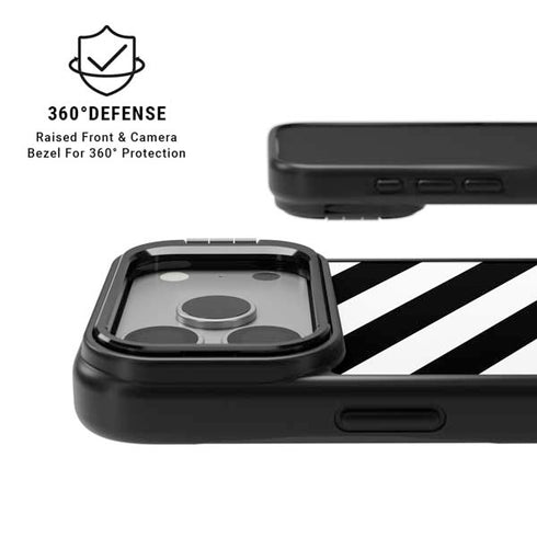 Black and White Geometric Stripes iPhone 17 Pro Kickstand Case