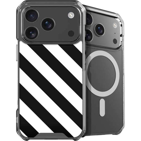 Black and White Geometric Stripes iPhone 17 Pro MagSafe Case