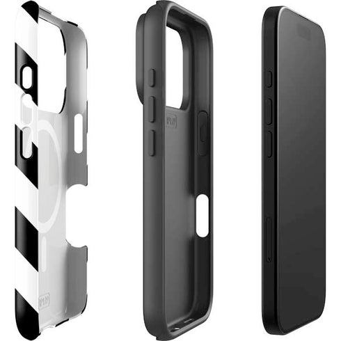 Black and White Geometric Stripes iPhone 17 Pro Magsafe Impact Case