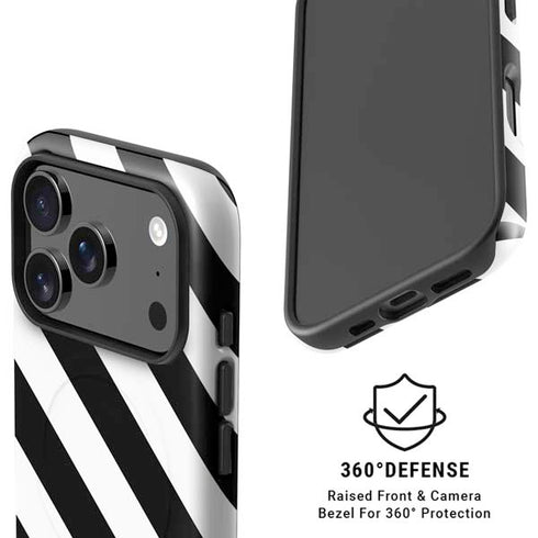 Black and White Geometric Stripes iPhone 17 Pro Magsafe Impact Case